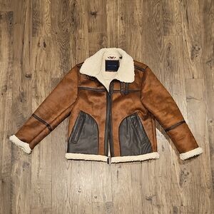 Tommy Hilfiger Brown and Cream Shearling Jacket